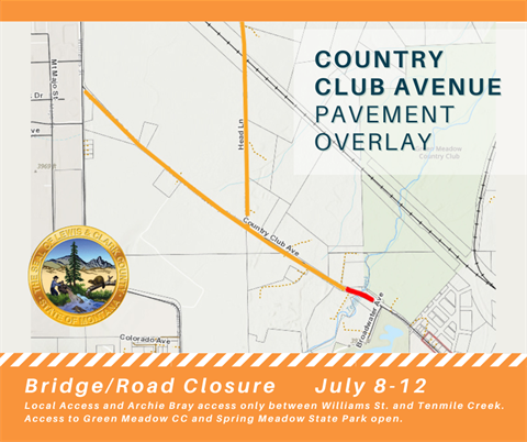 map of road closure for Country Club Avenue